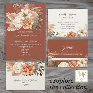 Rustic Terracotta Boho Floral Wedding Welcome Poster