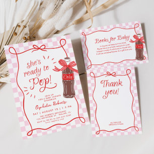 She's Ready to Pop Retro Soda Girls Baby Shower Invitation
