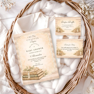 A New Chapter Vintage Books Baby Shower Invitation