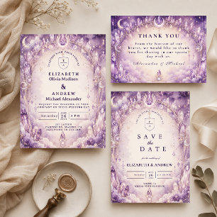 Ethereal Purple Celestial Wedding Thank You Card