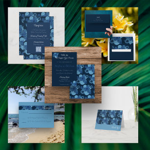 Navy Blue Tropical Theme Wedding Invite Enclosure
