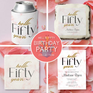 Hello Fifty Chic Marble 50th Birthday Party Napkin