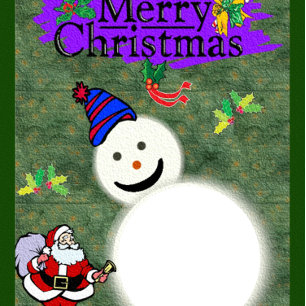 Santa and Snowman Add Your Photo Chrismas Holiday Card