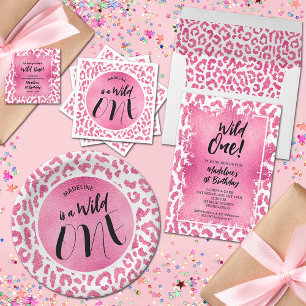 Budget Pink Leopard Wild One 1st Birthday Invites