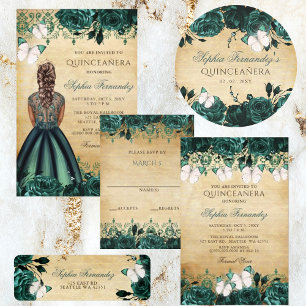 Budget Green Princess Quinceañera Invitation