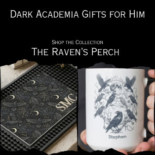 White Raven Bird Pattern – Gothic Groom Gift Tie