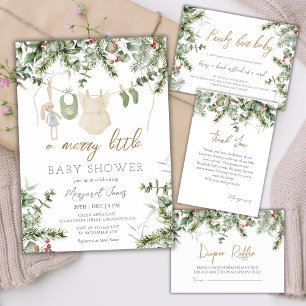 A Merry Little   Boho Girl Winter Baby Shower Invitation