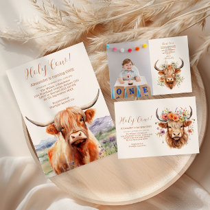 Cute Highland Cow 1st Birthday Napkin