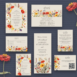 Rustic Wildflower Elegant  Floral Wedding Invitation