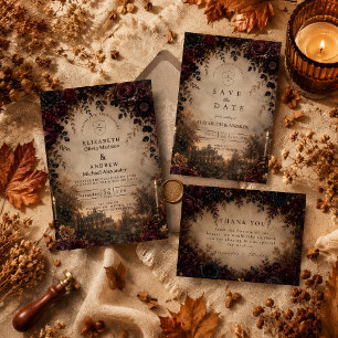 Moody Dark Autumn Wedding Invitation