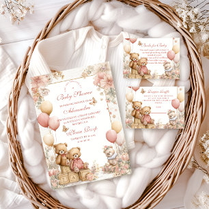 Blush Teddy Bear Baby Shower Napkin