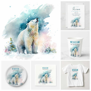 Winter vibes Bear -  Birthday Party - Paper Plate