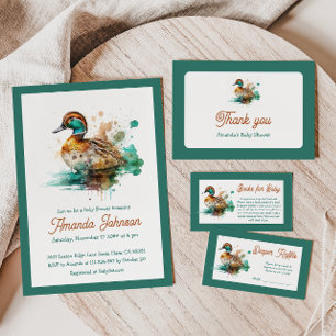 Elegant Green Framed Mallard Duck Baby Shower