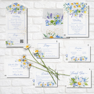 Daisy & Field Flowers Bouquet Wedding RSVP Card