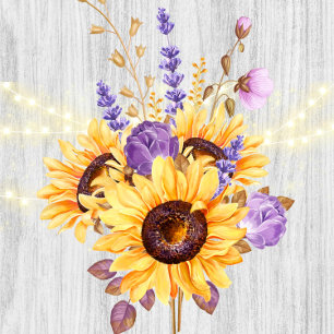 Spring Sunflower Purple Peony Couples Shower Invitation