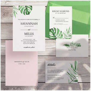 Tropical Palm Monstera Leaf Details Card Insert