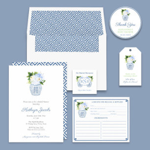 Classic Chinese Blue & White Vase Recipe Card