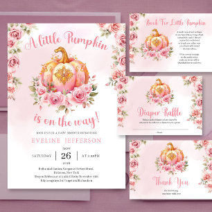 A little pumpkin is on the way pink and gold sign