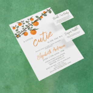 Little Cutie Orange Gender Neutral Baby Shower Invitation