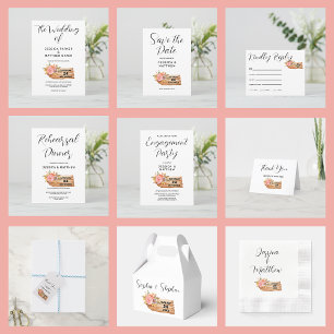 Autumn Flowers & Wood Sign Place Card