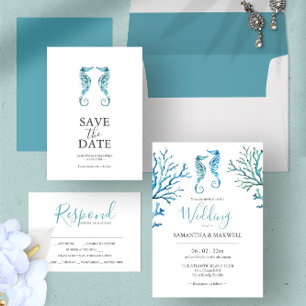 Wedding Invitations On A Budget Beach Seahorses