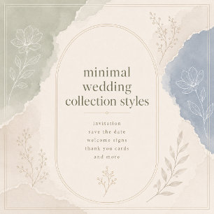 Golden Botanical minimal scandi Wedding Invitation