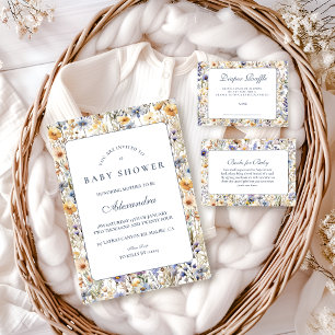 Blue Meadow Wildflower Baby Shower Invitation