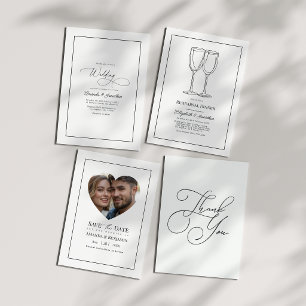 Elegant Simplicity Minimalist Black and White Thank You Card