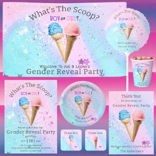 Ice Cream Gender Reveal Thank You Girl Square Sticker