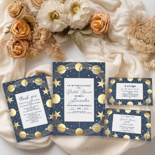 Navy Celestial Crescent Moon Bridal Shower Paper Plate