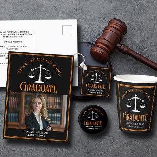 Black Orange Law School Custom Graduation Party Paper Cups