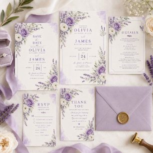 Lavender Watercolor Save the Date Card