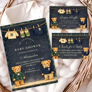 Vintage Teddy Bear Preppy Baby Shower Napkin