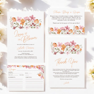 Elegant chic boho meadow wildflower bridal shower thank you card
