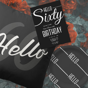 Simple Elegant Black and White 60th Birthday  Invitation
