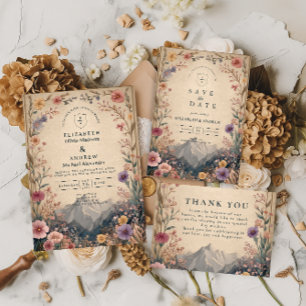 Wildflower Mountain Botanical Wedding Invitation