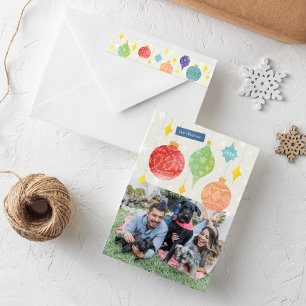 Watercolor Ornaments Christmas Holiday Wrap Around Label