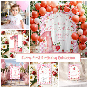 Berry First Birthday Strawberry Food Poster
