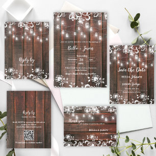 Rustic Wood With String Lights Vow Renewal Invitation