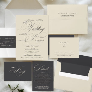 Elegant Ampersand Beige Charcoal The Wedding Invitation