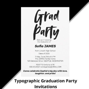 Mondern Black and White Graduation  Business Card