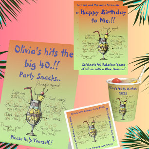 Blue Hawaii Birthday Party Round Paper Coaster