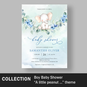 Cute elephant blue flowers eucalyptus wreath favour box
