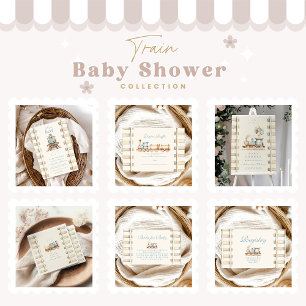 Blue Watercolor Train Baby Shower  Registry Enclosure Card