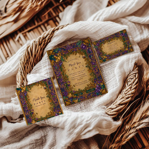 Botanical Baroque Mardi Gras Masquerade Thank You Card