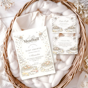 Whimsical Doodle Little Meatball Baby Shower Invitation