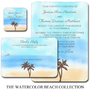 The Watercolor Beach Wedding Collection Magnetic Invitation