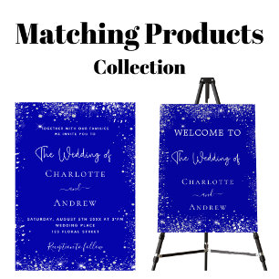 Royal blue silver wedding invitation magnet