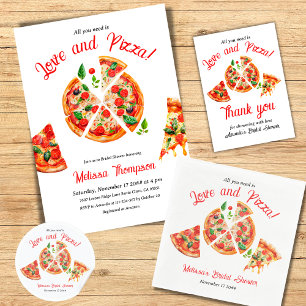 Italian Love & Pizza Party Slice Bridal Shower Square Sticker
