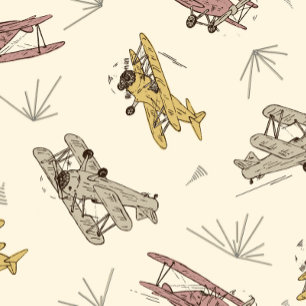 Roaring Art Deco Bi-planes - red yellow pattern.   Wrapping Paper Sheet